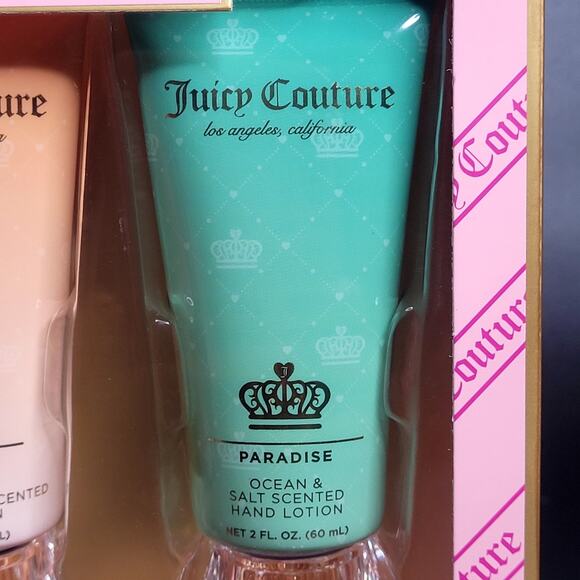 Juicy Couture 3 Pack Hand Lotion Set Peach Bellini Pure Glow Paradise 2 oz Each - Picture 4 of 8